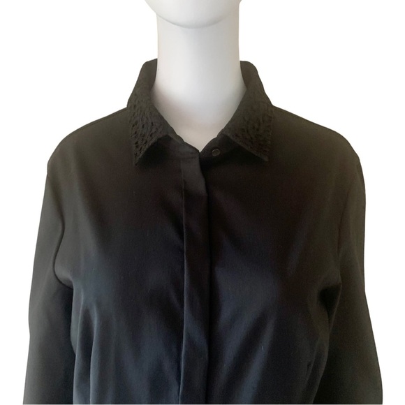 HUGO BOSS “Boresa” Blouse Stretch Poplin Lace Collar - Picture 5 of 16